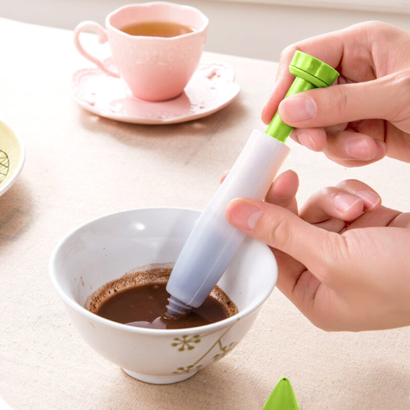 Practical Cake Piping Pen Silicone Pastry Icing Pens Reusable Fondant Writing Pencil Baking Tool Kitchenware  Sky Blue