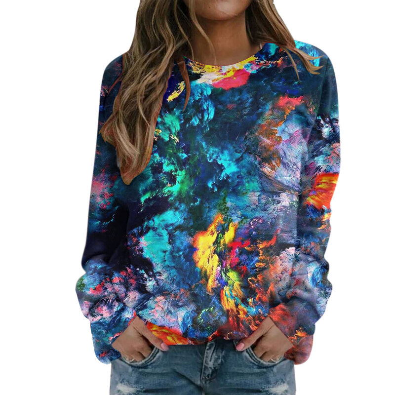 New 3D Digital Printing Starry Sky Round Neck Women's Autumn/Winter Sweater 105-129