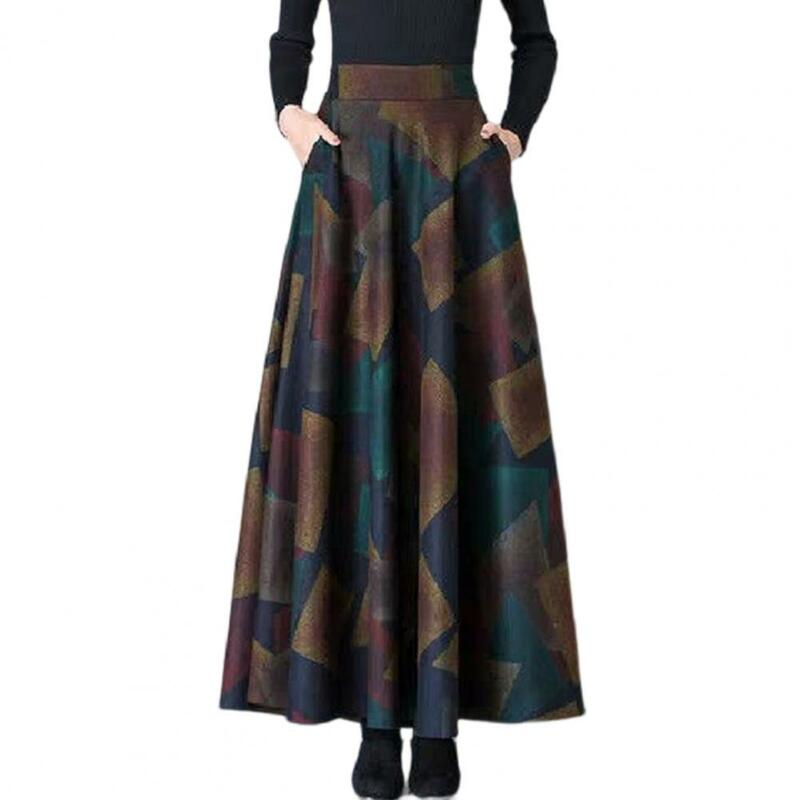 Grosso elegante cintura alta solta folhas imprimir saia quente elegante saia temperamento roupas femininas