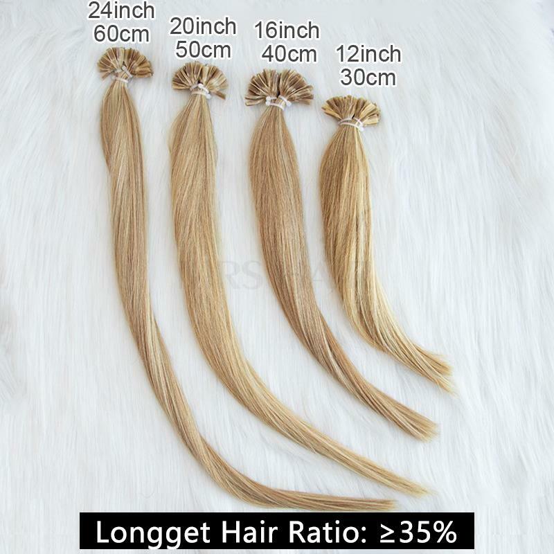 Frau Haar Keratin Haar verlängerung natürliches menschliches Haar u Spitze heiße Fusion Italien Nagel kapseln vor gebunden 12-24 Zoll 50 teile/paket