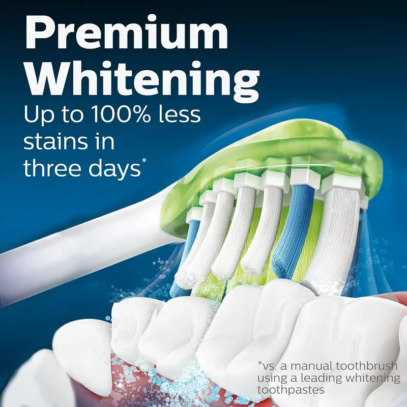 Philips-Escova de Dentes Substituição Sonicare W3 Premium White, 4 Cabeças de Escova, HX9064/65, Genuine