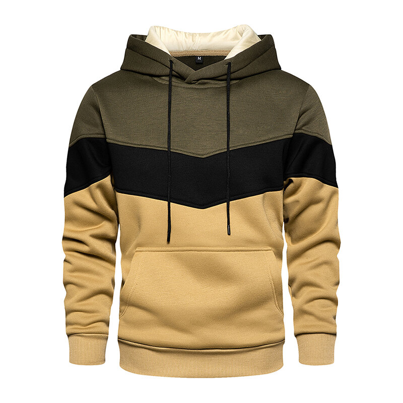 Men's Patchwork Hooded Sweatshirt Hoodies Clothing Casual Loose Streetwear Male Fashion Sports
