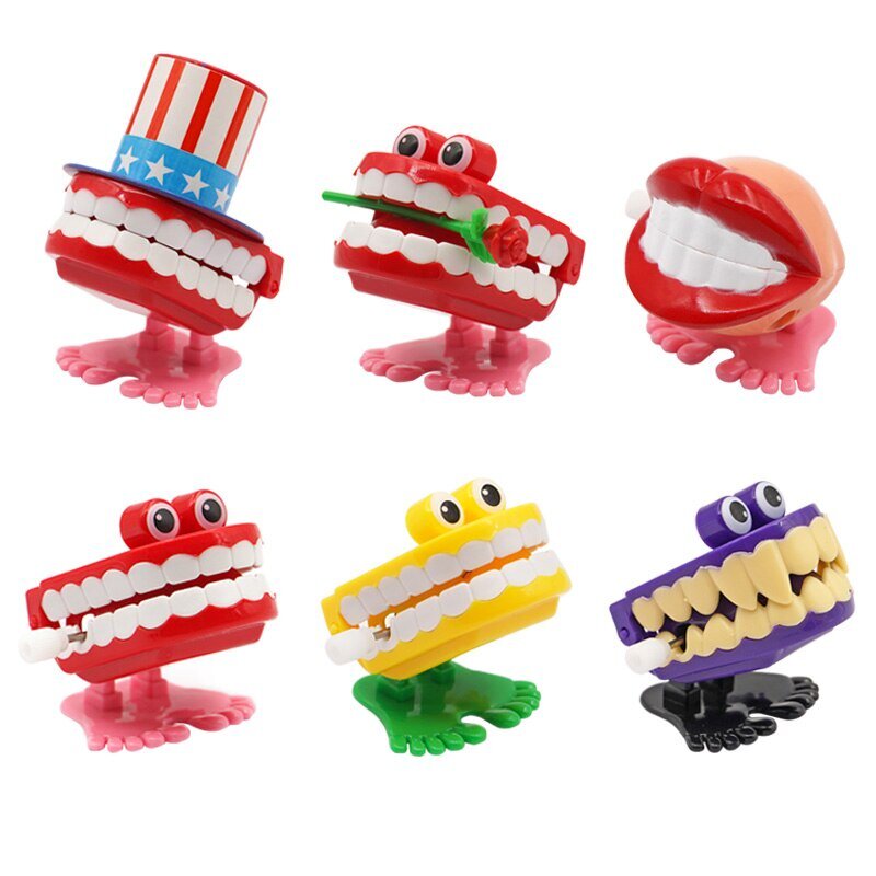 창의적인 미니 시계 장난감, 치아 모양, 치아 인형, 점프하는 어린이 장난감, 재미있는 산책 치과 치과 의사 선물, 참신한 1 개