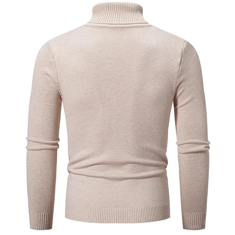 Camisa inferior de cuello alto para hombre, suéter de punto de manga larga ajustado, ropa de Color sólido, otoño e invierno, 2023