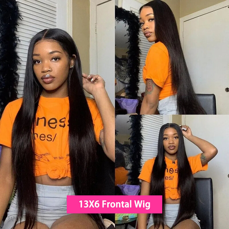 Wear Go Glueless Wig 30 34 Inch Bone Straight 13x6 HD Lace Frontal Wig Human Hair Pre plucked 6x4 Transparent HD Lace Front Wig