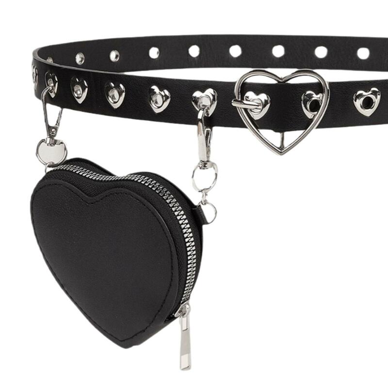 Cinturón con hebilla de Pin de corazón de amor para mujer, una sola fila de agujeros, personalidad de amor, cinturón de cintura para abrigos de trabajo, fiesta, calle, viaje