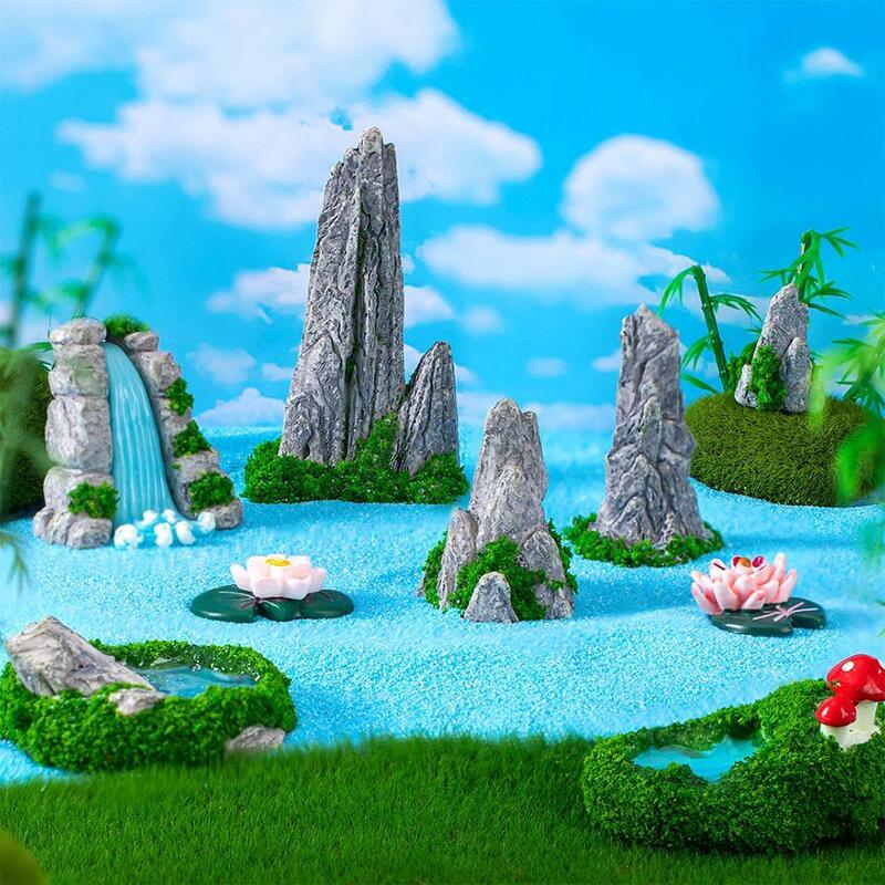 Figurines Miniatures Imitation Fake Mountain Waterfalls Micro Landscape Ornaments For Home Decorations DIY Desk Accessories
