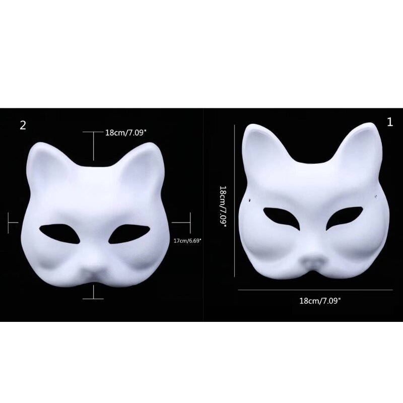 手描きのアニメ猫の仮面舞踏会マスク、ハロウィーンパーティー、DIYフロックス、新しいパッケージ、ドロップシッピング、2024