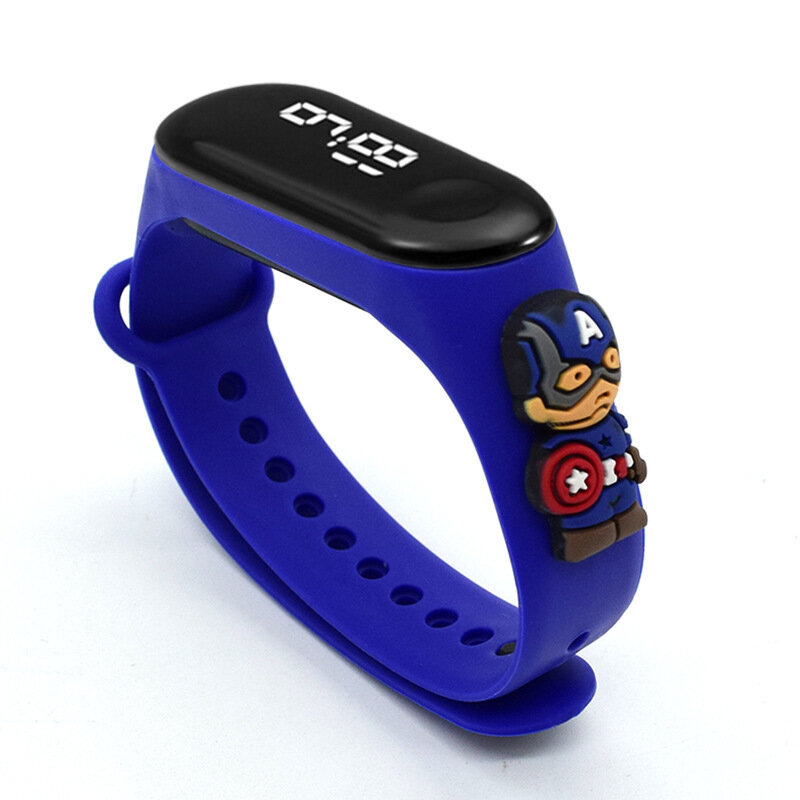TureMinnie Marvel-Montre numérique pour enfants, montre-bracelet LED SpidSuffolk Iron Man, montres en silicone pour enfants, bracelet pour garçons et filles