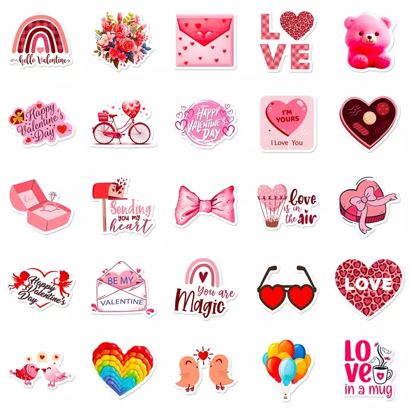 Stiker grafiti PVC Hari Valentine, stiker tahan air Hari Valentine gaya INS untuk kekasih ponsel