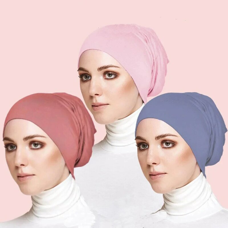 Tampas Hijab internas muçulmanas para mulheres, jérsei stretch, gorro do lenço islâmico, lenço de cabeça feminino, turbante, novo, 2020
