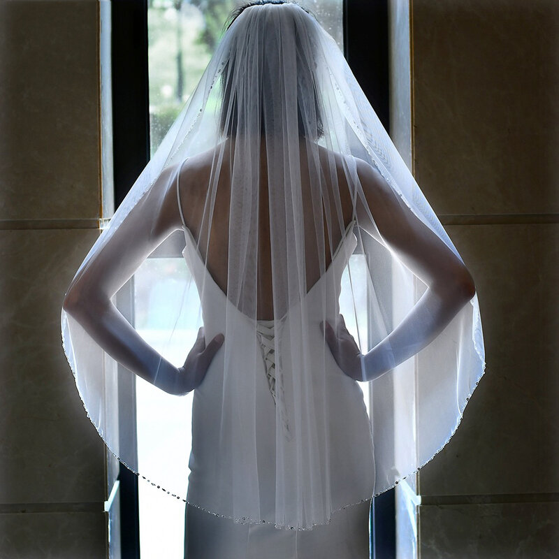 Bord de verrouillage de perle minimaliste, voile de mariée de mariage, 1 mètre, BL4038