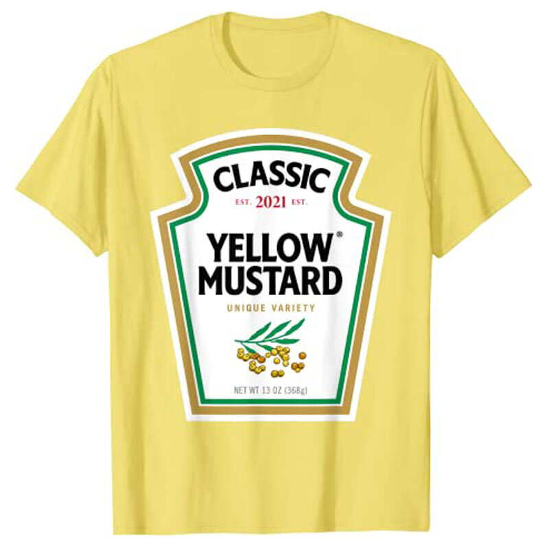 Желтая горчичная «сделай сам» Одежда кетчуп приправы пары групповой костюм на Хэллоуин футболка подарки Эстетическая одежда