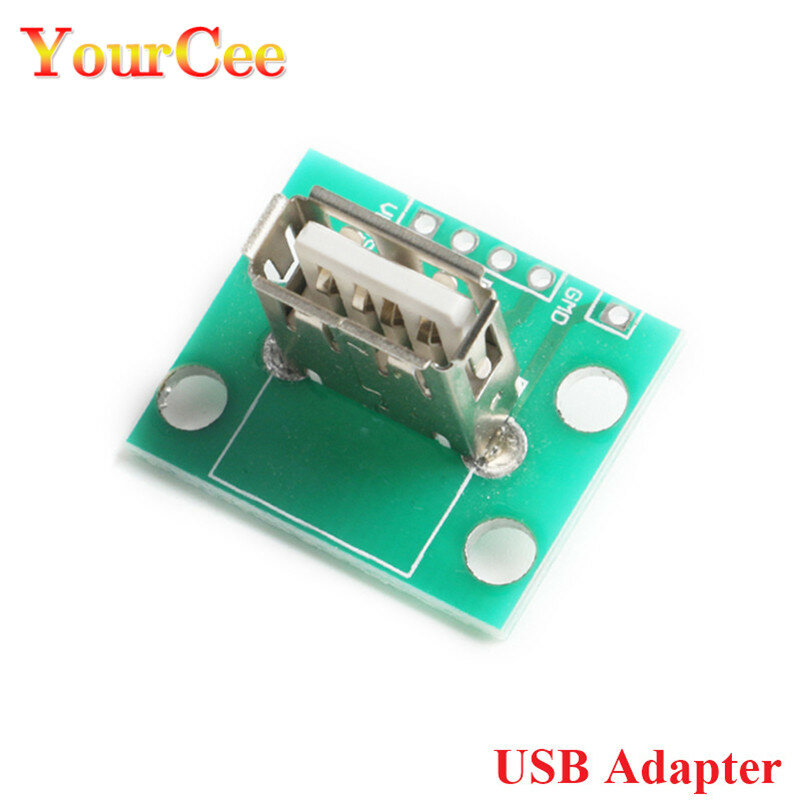 Conector hembra USB 2,0 con placa PCB, adaptador de 2,54mm, 180 grados, tipo Vertical, 10/5/1 piezas