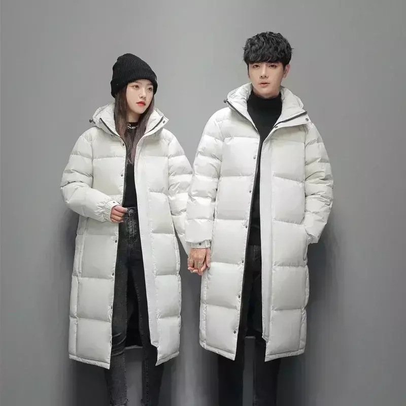 Nowa-20 ° C kurtka puchowa męska długie kurtki zimowe ciepłe lekkie białe płaszcze z kaczego puchowego płaszcza męska odzież damska