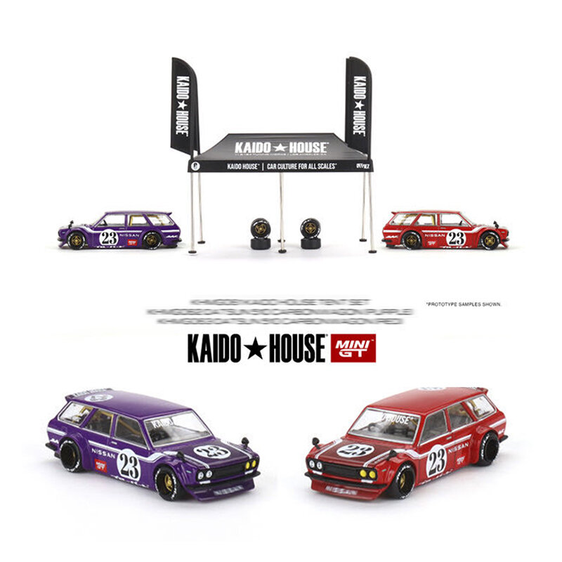 MINIGT Kaido House 1:64 510 Wagon CARBON FIBER V1 W/ Tent Set Alloy Diorama Car Model Collection Miniature Carros In Stock