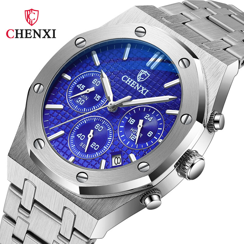 Chenxi นาฬิกาข้อมือควอทซ์948สำหรับผู้ชาย, นาฬิกาควอตซ์แบรนด์หรูชั้นนำนาฬิกาข้อมือสแตนเลสกันน้ำ