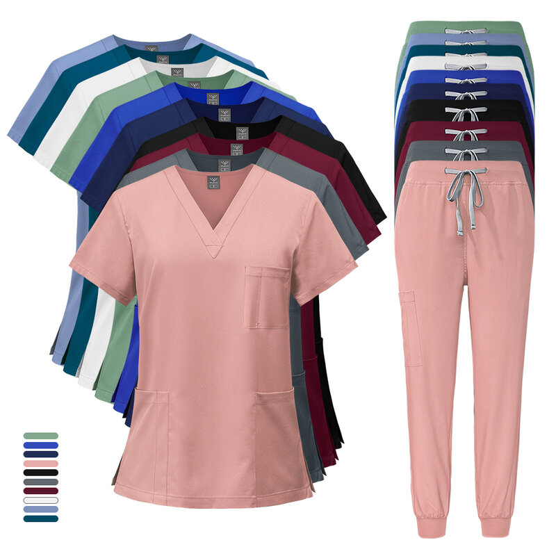 Uniformi mediche multicolori set di scrub per donna top Pant accessori per infermieri clinica odontoiatrica salone di bellezza abbigliamento da lavoro ospedaliero