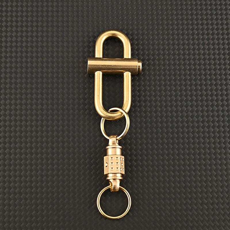 황동 더블 링 열쇠 고리, 퀵릴리즈 분리형 범용 조인트, 야외 열쇠 고리