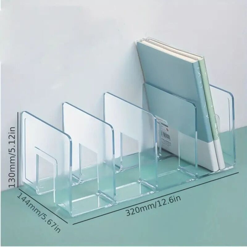 Transparent Book Stand Desktop Plastic Morandi Color Office Stationery Thickened Acrylic Bookcase Student