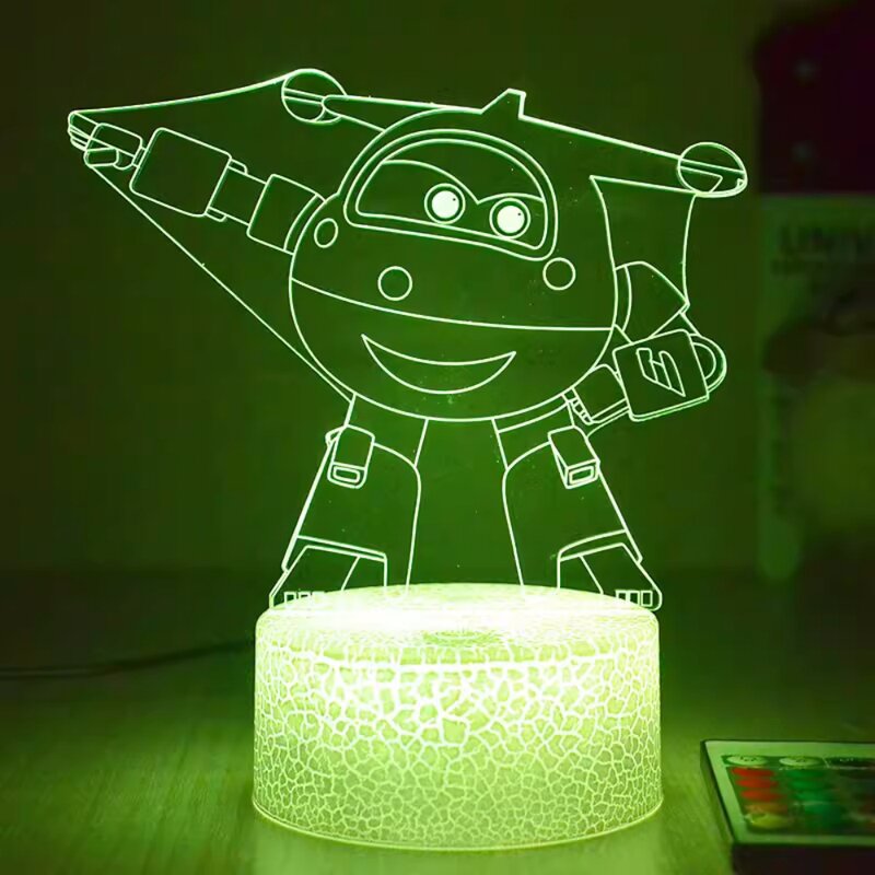 Anime 3D lampka nocna Super skrzydło fajna latająca lampka nocna lampa stołowa 3/7/16 kolorów zmienna do pokoju dziecięcego lampa biurkowa w akademiku