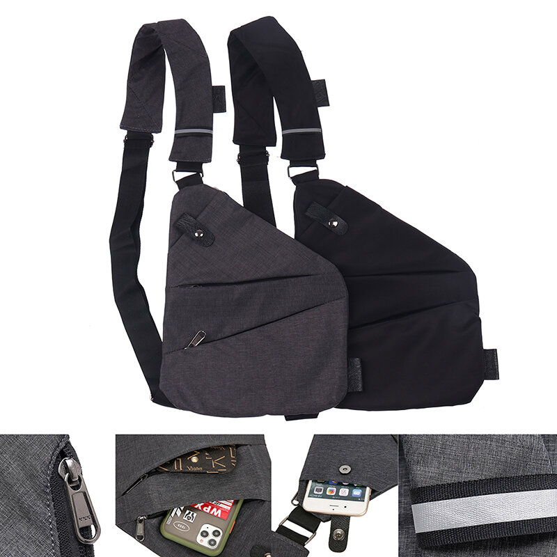 Protable Men's Personal Pocket Shoulder Bag Waterproof Bicycle Antitheft Crossbody Chest Bag Casual Cycling Sports Messenger Bag