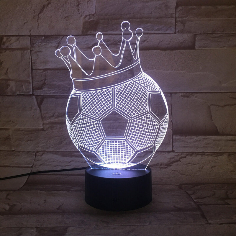 3D ฟุตบอลบาสเก็ตบอลไฟกลางคืนดีไซน์มงกุฎแสงไฟลวงตา3D สี7/16สำหรับวันเกิดของขวัญคริสต์มาส