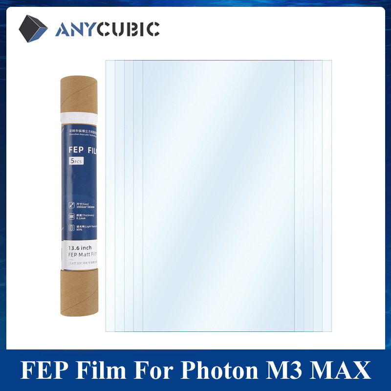 Anycúbico 5 pces/2 pces/1 pces filme fep original para fóton m3 max impressora 3d peças acessórios peças de impressora 3d filme de liberação por injeção