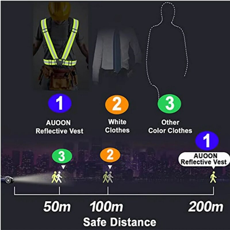Chaleco de seguridad ajustable con tirantes reflectantes para adultos y niños, ropa para correr de noche, banda elástica