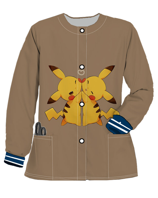 Cardigan Nurse Uniform Button Y2k Long Sleeve Pocket Coats for Women 2023 Autumn Korea Plus Size Women's Clothing Free Shipping