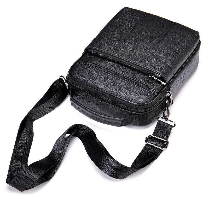 Business Genuine Leather Men's Crossbody Bag Vintage Cowhide Shoulder Bag Multifunction Messenger Bag Casual Man Handbag