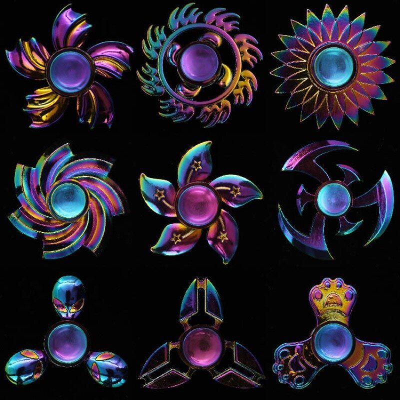 Arcobaleno Fidget Metal Spinner Colorful Finger Spinners ad alta velocità Hand Spinners Fidget Toys per alleviare l'ansia da Stress per adulti