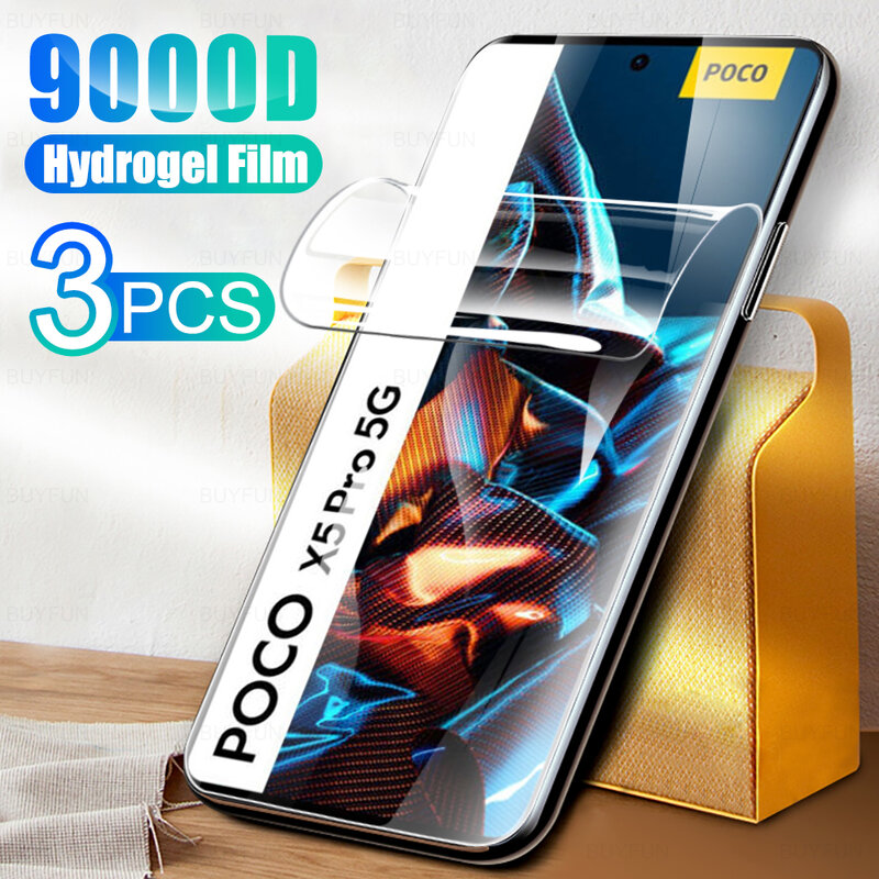 3PCS 999D Soft Hydrogel ป้องกันฟิล์มสำหรับ Poco X5 Pro 6.67นิ้วหน้าจอป้องกันไม่กระจกสำหรับ Xiaomi Poco x5 Poko X5Pro 5G