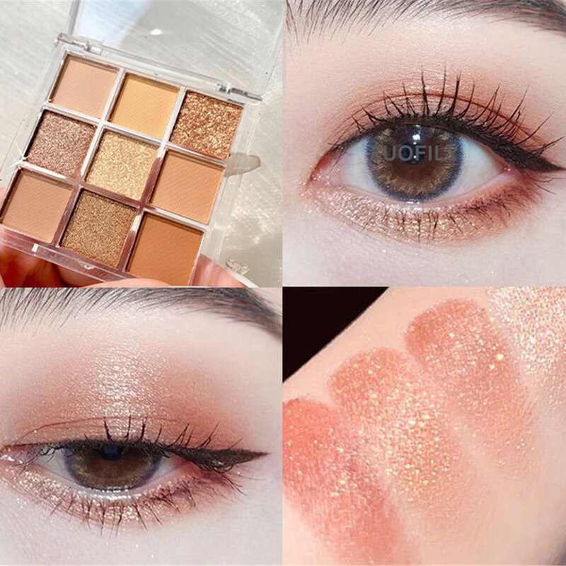 Palette di ombretti 9 colori Eyeshadow Shimmer Palette Glitter Nude Cosmetics Pearlescent Earth Color Eye Makeup Eyeshadow Kit