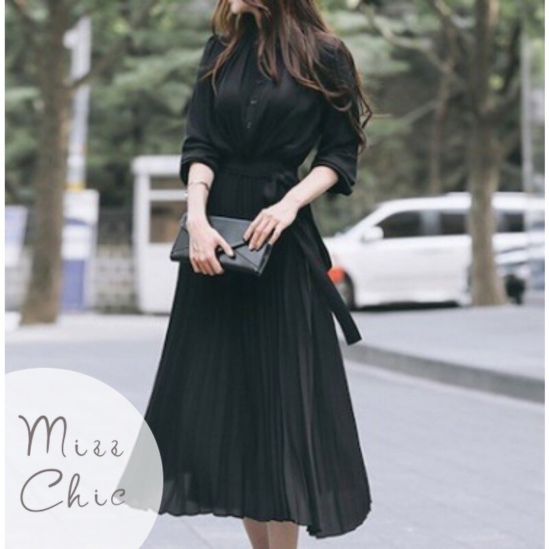 Elegantes Chiffon Langarmhemd Kleid koreanische Mode Frauen Gürtel Schnürung A-Linie Plissee Maxi kleid 2023 Herbst Kleidung Streetwear