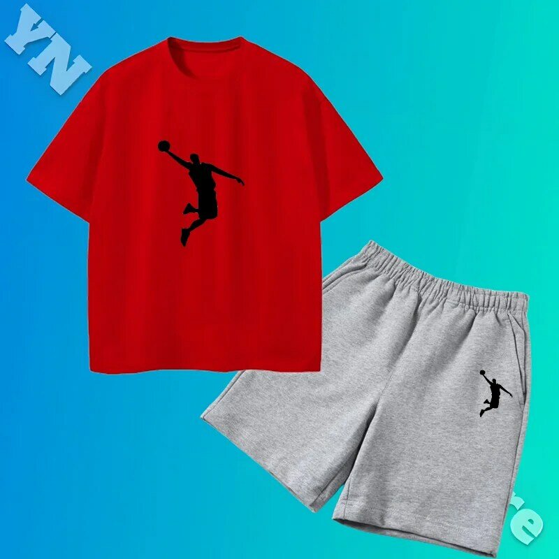 2024 New Kids Boys Girls Summer Casual Sports Print Short Sleeve T-Shirt Tops with Beach Shorts Toddler Baby Clothing Sets