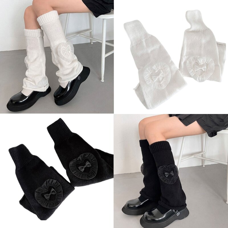 Calentadores piernas para mujer, botas tacón alto Harajuku los años 80 y 90, cubierta pierna peluda cálida