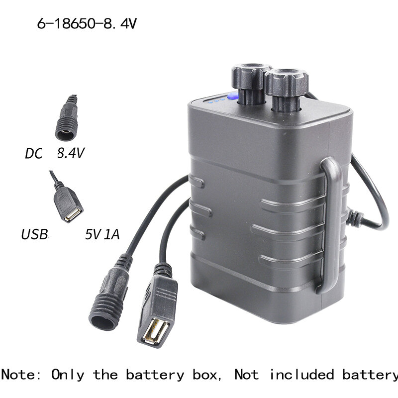 Kotak baterai 18650 DC 8.4V, sarung Power Bank pengisi daya USB ponsel Pak baterai tahan air untuk lampu sepeda Led