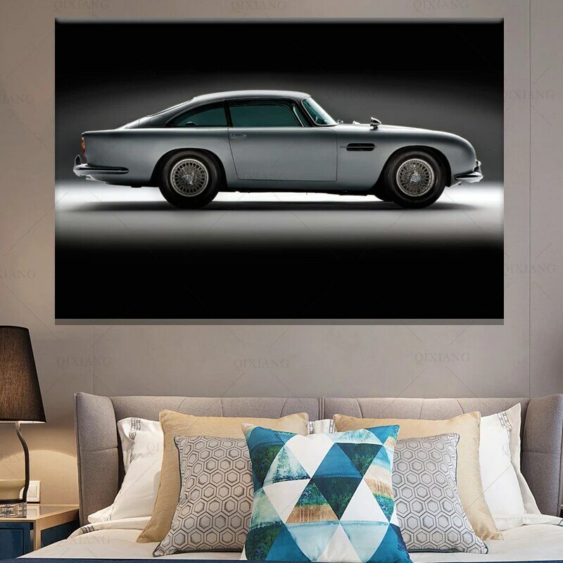 Db5ヴィンテージの高級車のポスター、壁の芸術の装飾写真、リビングルーム、寝室、家の装飾のためのキャンバスの絵画