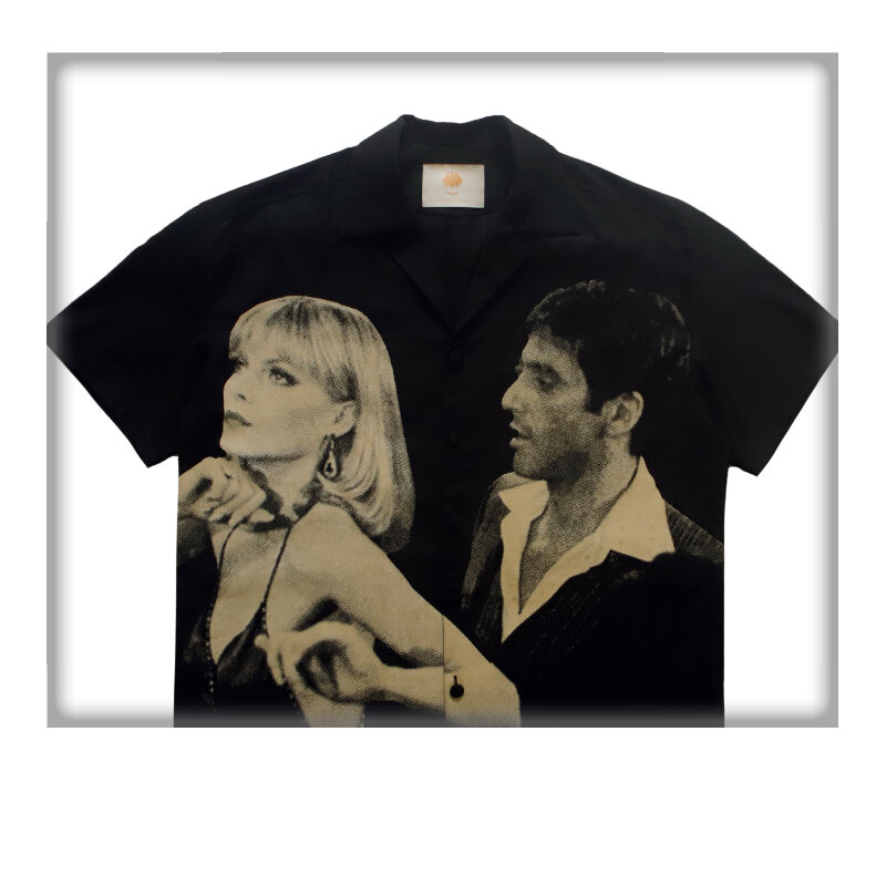 男性と女性のための半袖シャツ,アメリカのハラジュクの顔の肖像画,レトロ,エレガントなカップルの服,y2k