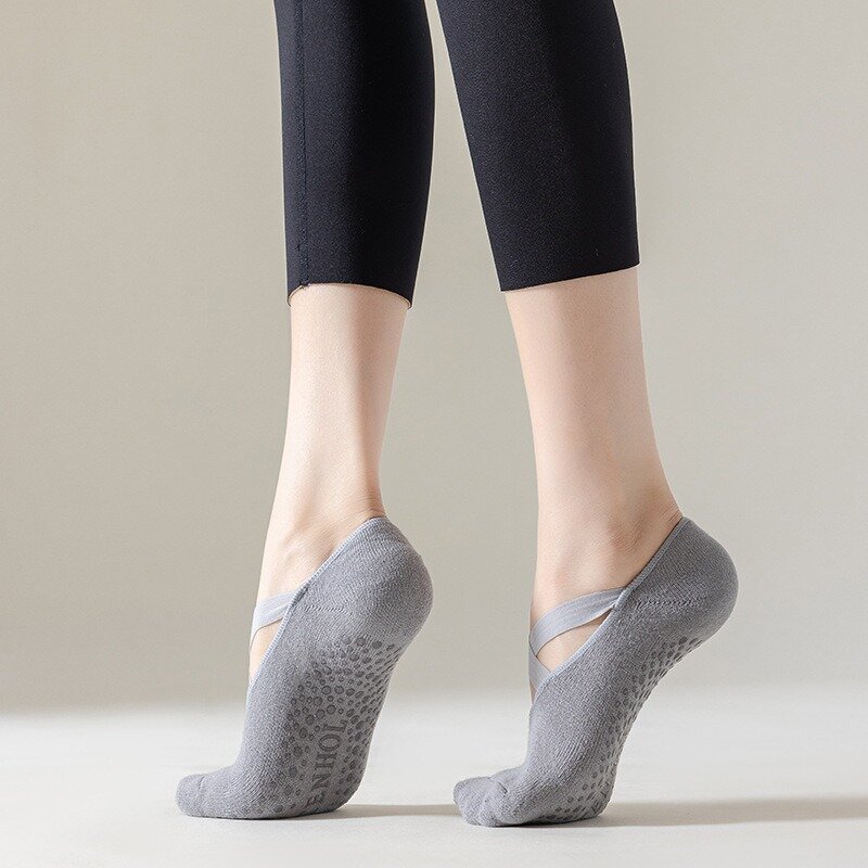 Женские хлопковые бандажные носки для йоги, силиконовые Нескользящие Балетные Носки-невидимки для пилатеса, пилатеса