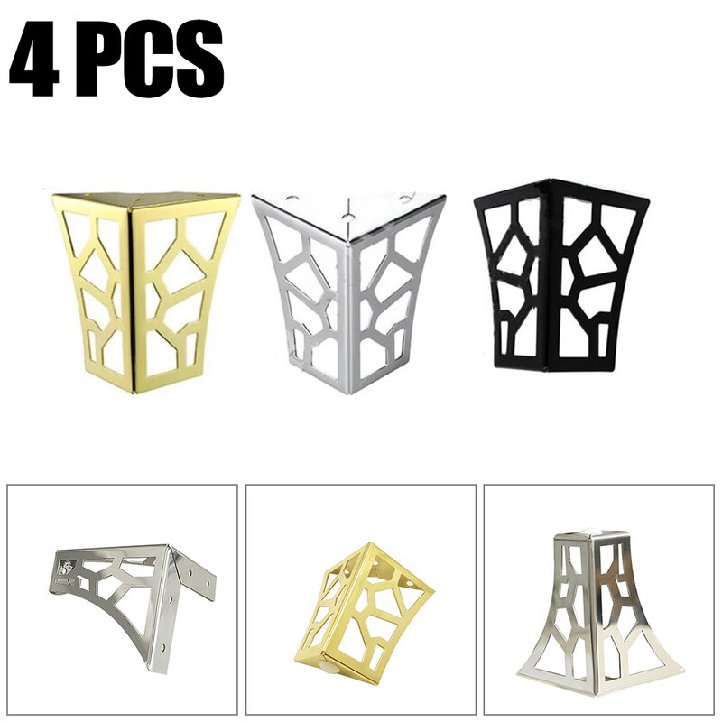 Metal Furniture Legs Hollow Out 1.2mm 4 Pcs Cabinet Gold/ Black/ Silver Modern Cabinet Stands Feet Replacement