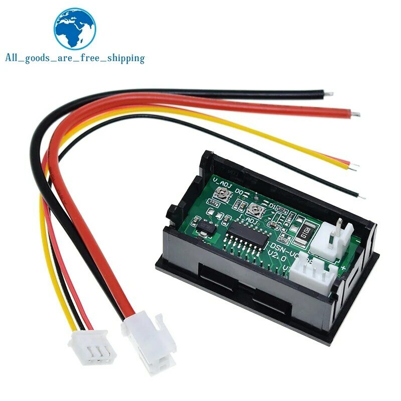 TZT DC 0-100V 10A voltmetro digitale amperometro doppio Display rilevatore di tensione misuratore di corrente pannello Amp Volt Gauge 0.28 "LED rosso blu