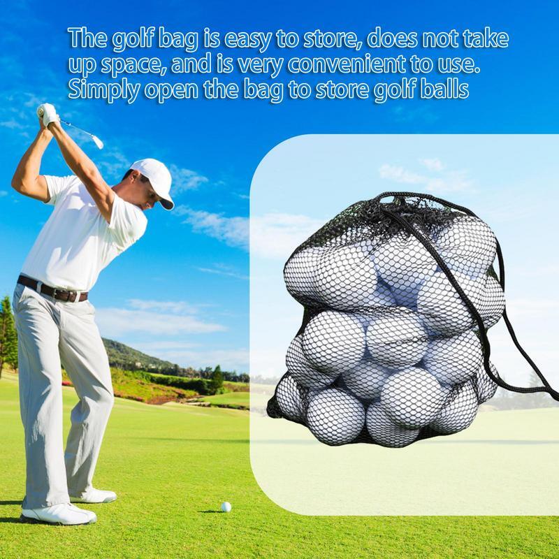 Sac de filet de sport en nylon noir, sac de filet de sport, sacs de golf 50, sac de rangement de tennis, peut contenir 50 Golf Ikfor Golf