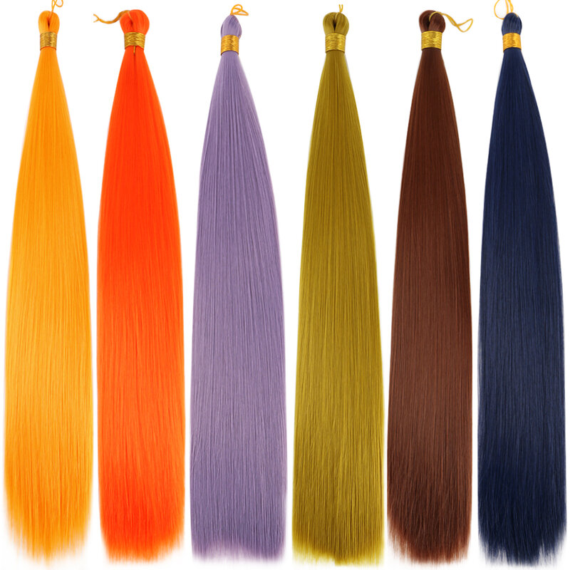 Bellqueen-Straight Pony Hair Extension para mulheres, Pacotes de tranças de crochê, tranças sintéticas, 22 polegadas, cinza, massa