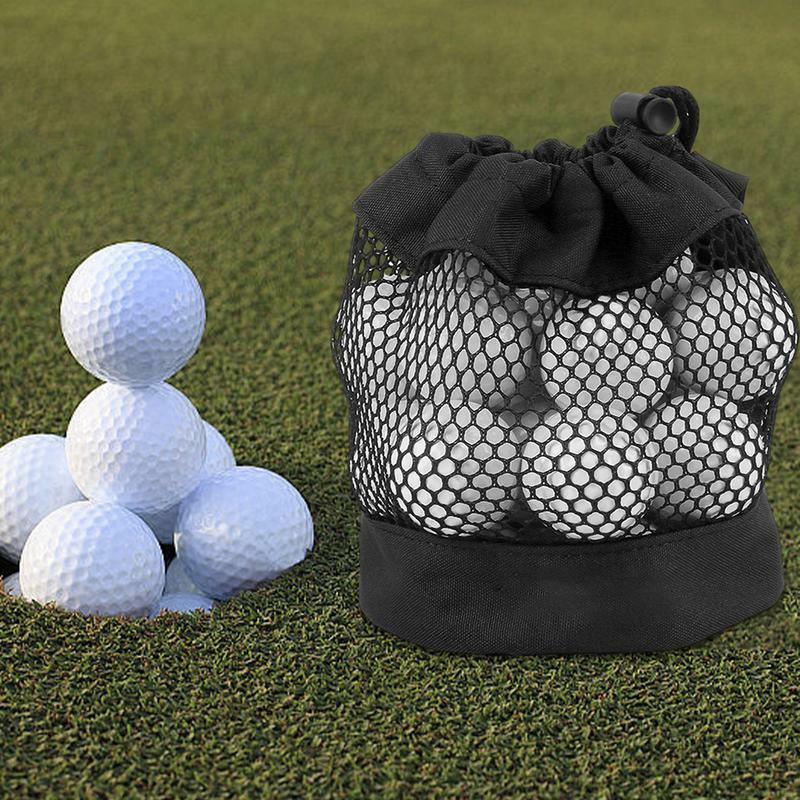 Golf Ball Bag Mesh Golf Bag Organizer Golf Ball Holder Portable Pouch With Drawstring And Clip Large Capacity Storage Bag For