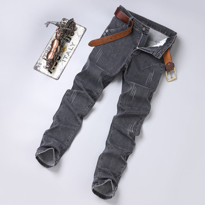 Джинсы мужские повседневные, модные брендовые Классные штаны из денима, в стиле High Street, серого цвета, Прямая поставка