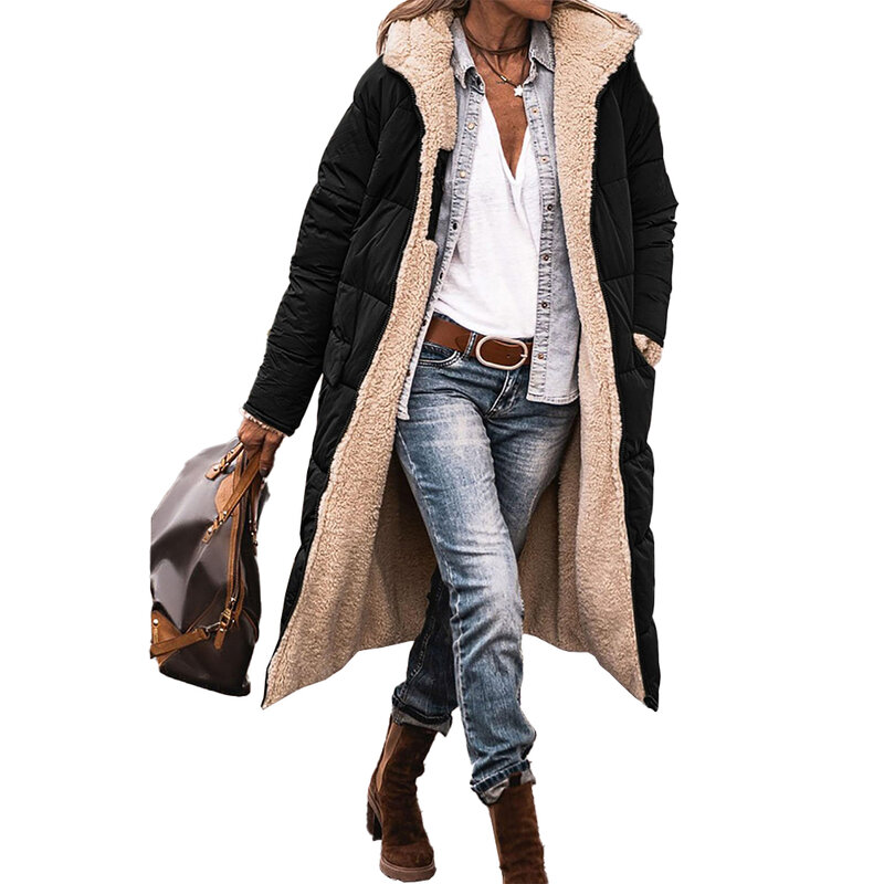 Parka acolchoado de manga longa, casaco de poliéster, jaqueta monocromática, roupas sem estiramento, outwear, nova marca