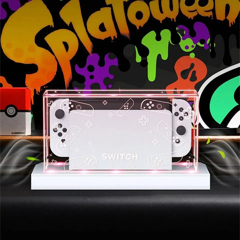 YLW RGB BASE ฝาครอบกันฝุ่นใสสำหรับ Nintendo SWITCH ฝาครอบป้องกัน OLED ปลอกหุ้มจอแสดงผลอะคริลิคอุปกรณ์เสริมสำหรับเกม