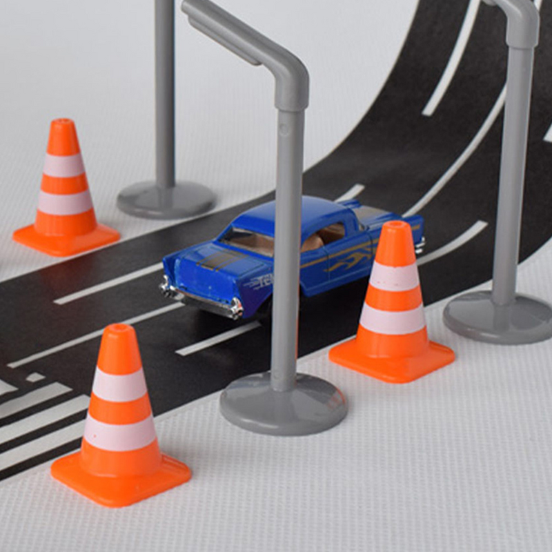 Mini Road Safety Signs Miniature Roadblocks, Tráfego Cones Toy, Luz de sinal de estacionamento, Marcador de plástico